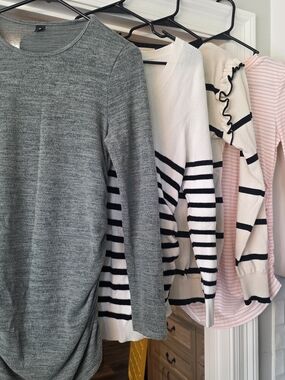 Women’s Maternity Lightweight Sweater Collection - Gray, White & Pink